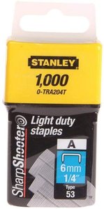 Скобы тип А высотой 6 мм, для степлера ручного Light Duty, в упаковке 1000 шт STANLEY 1-TRA204T фото 1