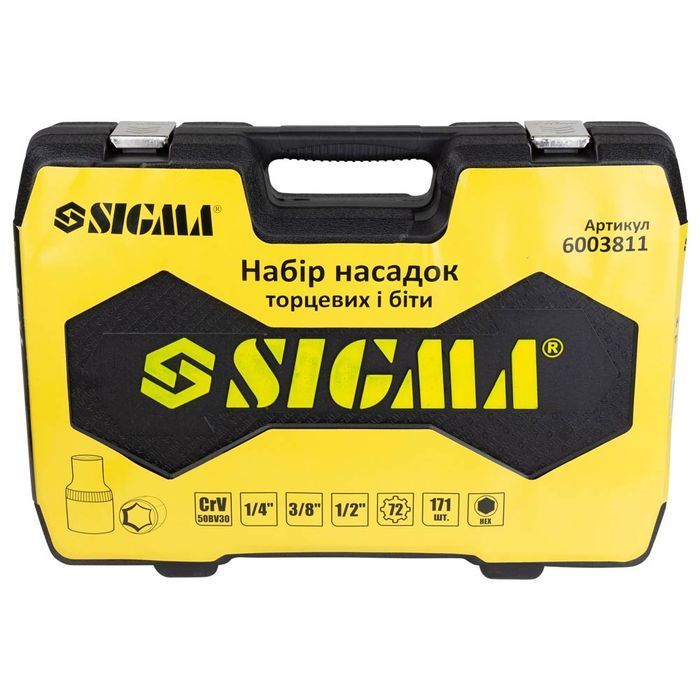 Набір насадок торцевих і біт Sigma 1/4&laquo; 3/8&raquo; 1/2&raquo; 171 шт CrV (6003811) фото 9