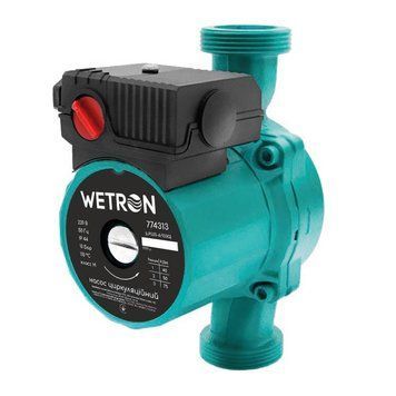 Насос циркуляционный 100Вт Hmax 6м Qmax 50л/мин &Oslash;1&frac12;" 130мм зел + гайки &Oslash;1" WETRON (774333) фото 1