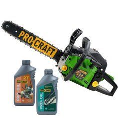 Бензопила Procraft GS50(1ш+ц) + Масло 2T 1л + Масло для ланцюга Procraft 1л фото 1