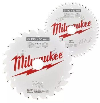 Набір пильних дисків Milwaukee 190 мм, 24T/48T, 2 шт. (4932479574) фото 1