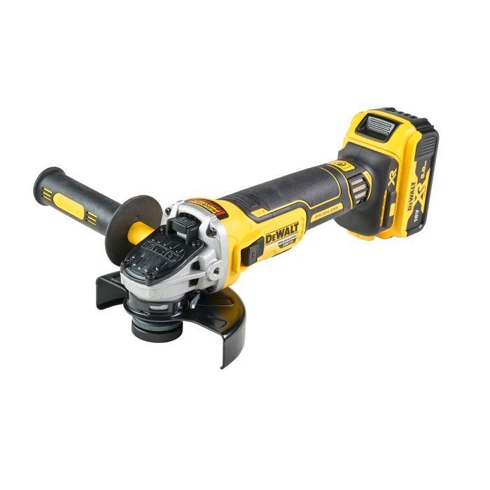 Шліфмашина кутова акумуляторна безщіткова DeWALT, XR Li-Ion 18 В PowerStack 3.5 Аг, d=125 мм, 9000 об/хв, повзунковий (клавішний) вимикач, вага 1.74 кг, 2 акумулятори XR Li-Ion 18 В PowerStack 3.5 Аг, зарядний пристрій, валіза TSTAK фото 2