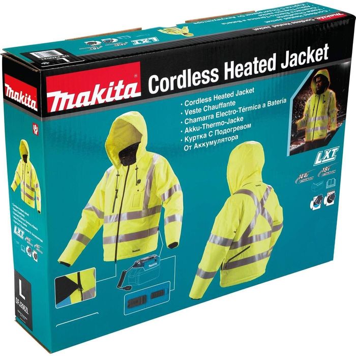 Аккумуляторная куртка со светоотражателями и подогревом Makita DCJ206ZXL фото 3