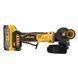 Шліфмашина кутова акумуляторна безщіткова DeWALT, 18В PowerStack 3.5 Аг, d=125 мм, 11000 об/хв, лопатковий (педальний) вимикач, вага 1.56 кг, 2 акумулятори XR Li-Ion PowerStack 18 В 3,5 Аг, зарядний пристрій, валіза TSTAK