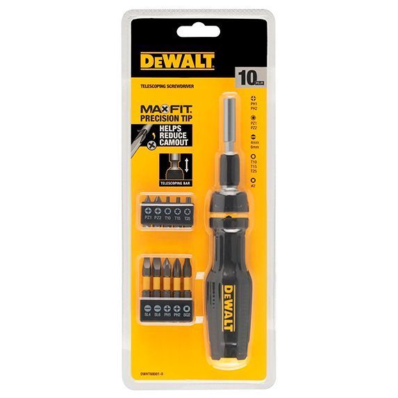 Викрутка - набір FULL FIT Telescoping, зі змінними бітами, 10 біт DeWALT DWHT68001-0 фото 3