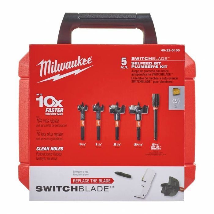 Набор саморежущих насадок Switchable Selfeed MILWAUKEE диаметр 35/38/54/65 фото 2