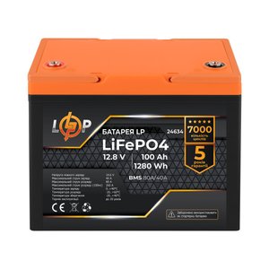 Аккумулятор LogicPower LiFePO4 12,8V - 100 Ah (1280Wh) (BMS 80A/40А) пластик 24634 фото 1