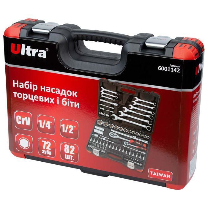 Набор насадок торцевых и бит Ultra 1/4" 1/2" 82 шт CrV (6001142) фото 8