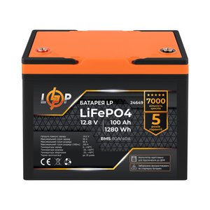 Аккумулятор LogicPower LiFePO4 12,8V - 100 Ah (1280Wh) (BMS 80A/40А) пластик для ИБП 24649 фото 1