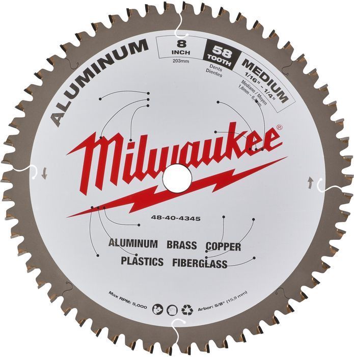 Пильний диск Alu PFTE MILWAUKEE, діаметр 203х5/8&raquo;х2,4мм, 58 зуб. фото 2