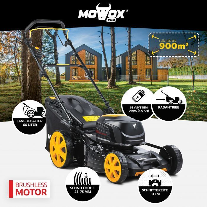 Акумуляторна газонокосарка Mowox EM 5162 SX-Li з 1 АКБ 62V 4.0Ah і ЗП BC 135 фото 2