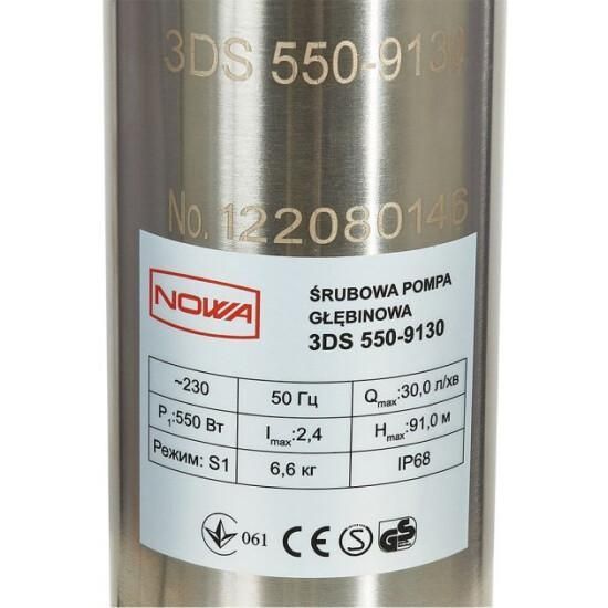 Насос занурювальний свердловинний шнековий NOWA 3DS 550-9130 (148538) фото 3
