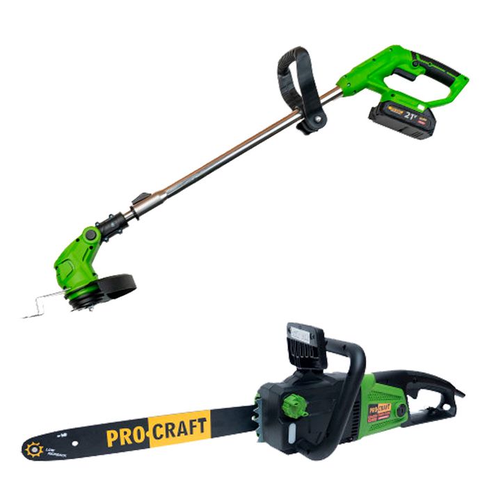 Комплект Цепная пила Procraft K2400 + Аккумуляторная коса Procraft PTA24 фото 1