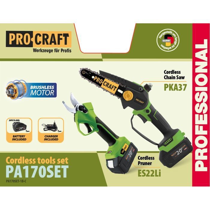 Набір акум. інструменту PRO-CRAFT PA-170SET (1 АКБ 20В 3А/г) (пила та секатор) фото 2