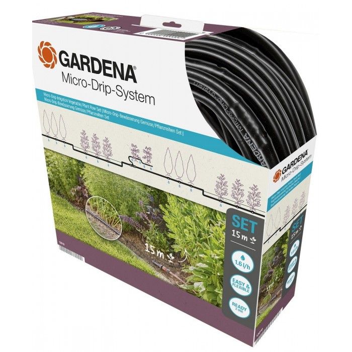 Базовый комплект полива шланга-дождевателя Gardena Micro-Drip-System 15 м, 1,5 л/час (13010-20) фото 2