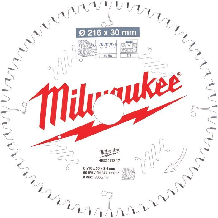 Пильний диск PFTE MILWAUKEE, O216/30мм, 48 зуб. фото 2