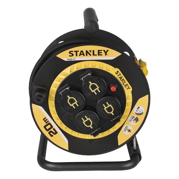 Подовжувач на катушці STANLEY, 20 м, кабель 3&times;1,5 мм&sup2;, 16 А, 4 розетки, з тепловим захистом фото 2