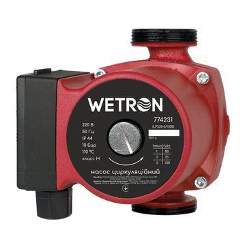 Насос циркуляционный 100Вт Hmax 6м Qmax 50л/мин &Oslash;1&frac12;" 130мм бордо + гайки &Oslash;1" WETRON (774233) фото 1