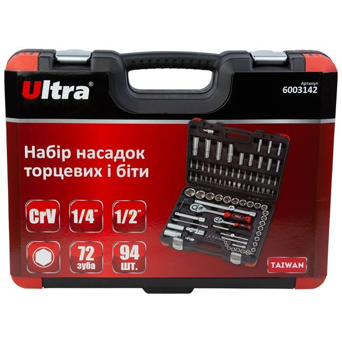 Набор насадок торцевых и бит Ultra 1/4" 1/2" 94 шт CrV (6003142) фото 8