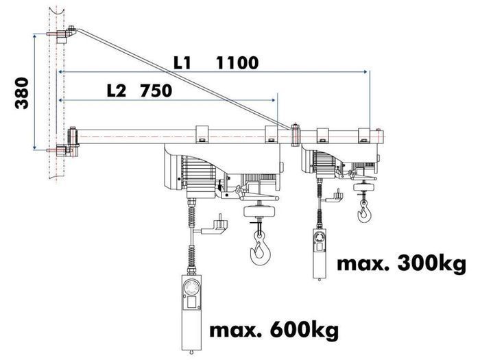 Поворотная стрела для электрической тросовой тяги Holzmann SA 3001100 фото 2