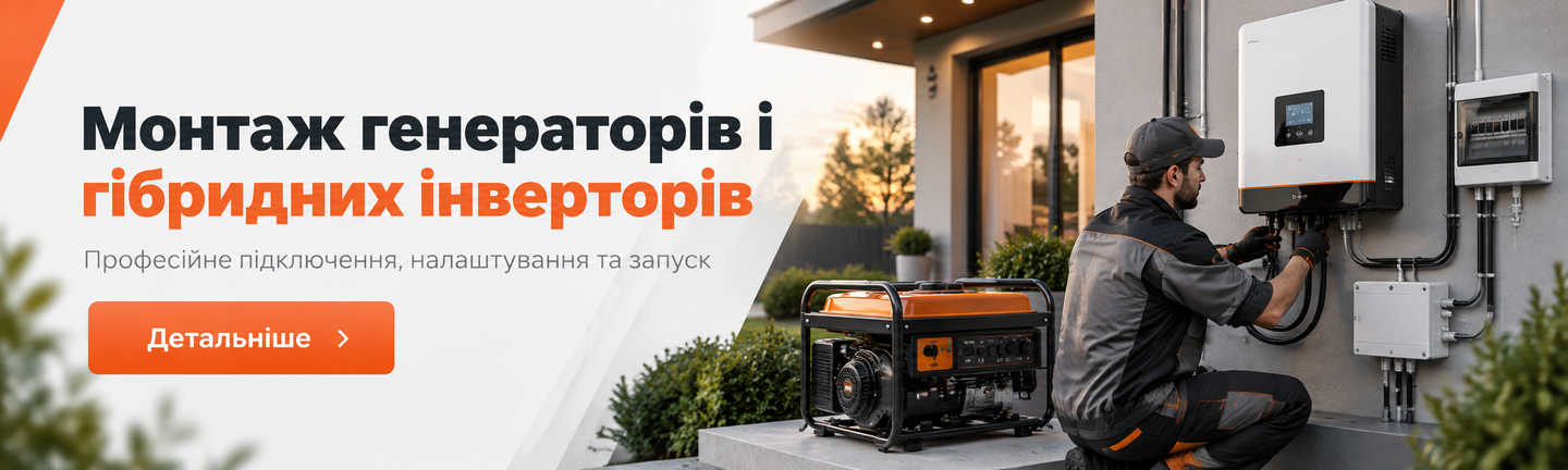 Монтаж генераторів і гібридних інверторів — професійне підключення та налаштування