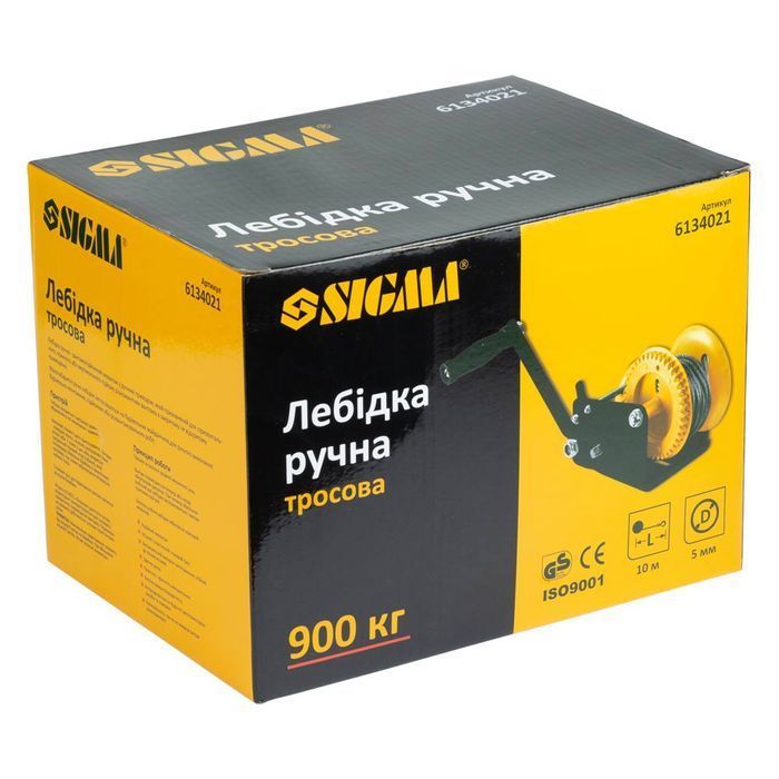 Лебідка ручна барабанна сталевий трос 10м&times;5мм, 900кг SIGMA (6134021) фото 11