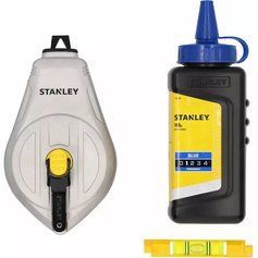 Разметочный шнур STANLEY STHT47111-0, в комплекте, 30 м, синий меловой порошок, подвесной уровень. фото 1